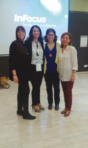 Eva López de Castro, presidenta de HIDES Castilla y León (segunda por la izquierda), junto a las primeras ponentes: Eva María Rueda, Natalia Martín-Rubio y Susana Cruz.